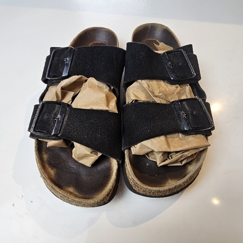 Women’s Birkenstock Arizona sandal slides classic black size approx. see pics